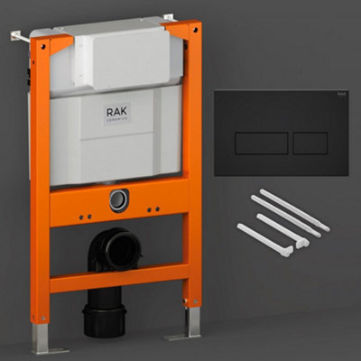 RAK Eco-Fix 0.82m Low Height Concealed Cistern Frame for Wall Hung WC - Matt Black Dual Flush Plate, WRAS Approved Price Comparisons | Compare The Build