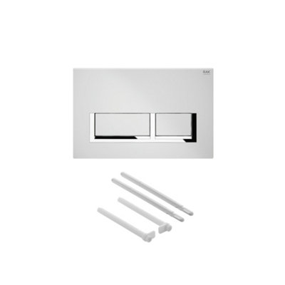 RAK Eco-Fix 0.82M Low Height Concealed Cistern Frame for Wall Hung WC Pans with White Dual Flush Plate, Gloss Chrome Trim - WRAS