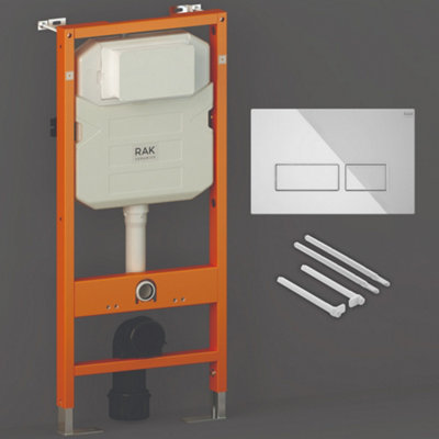 RAK Eco-Fix 1.14M Wall-Mounted Concealed Cistern Frame & White Glass ...