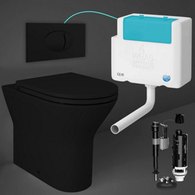 RAK Feeling Matt Black Rimless Back to Wall Toilet Set with Soft Close Seat & Concealed Cistern