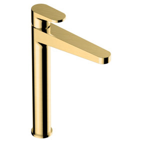 RAK Ischia Tall Brushed Gold Modern Basin Tap Solid Brass