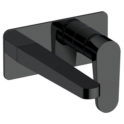 RAK Ischia Wall Mounted Matt Black Modern Basin Tap Solid Brass