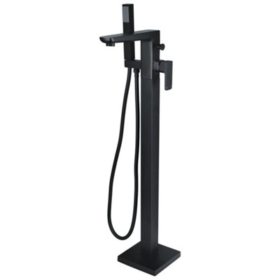 RAK Moon Matt Black Freestanding Bath Shower Mixer Tap Solid Brass