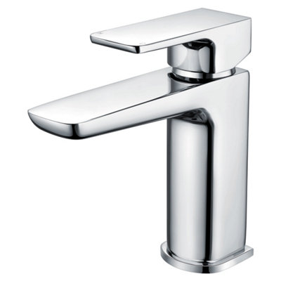 RAK Moon Modern Polished Chrome Basin Mixer Tap for Cloakrooms & Bathrooms, Solid Brass & Waste Included
