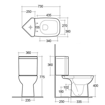 RAK Origin Close Coupled Corner Toilet WC with S600 Basin & Pedestal Set