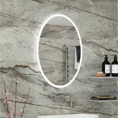 RAK Ovale 500x700mm White Oval with Touch Sensor Illuminated Mirror IP44