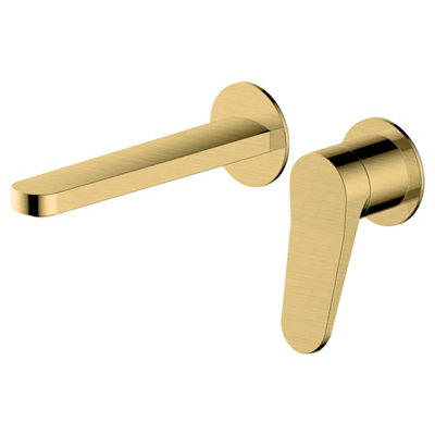 RAK Petit Brushed Gold Wall Mounted Lever Basin Sink Tap