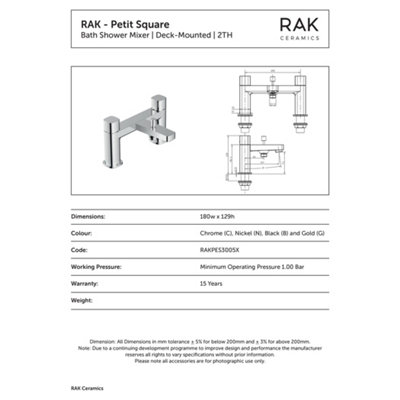 RAK Petit Brushed Nickel Square Bidet Shower Mixer Tap Solid Brass