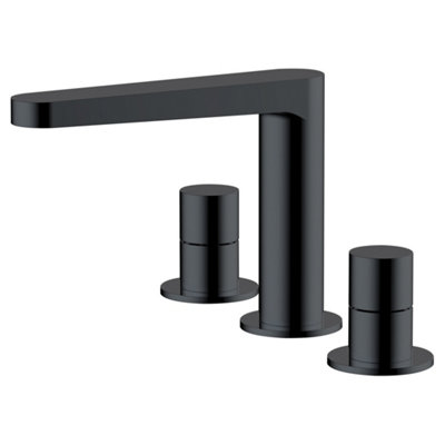 RAK Petit Matt Black 3 Hole Deck Mounted Basin Sink Tap