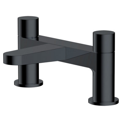 RAK Petit Matt Black Round Bath Filler Mixer Tap Solid Brass