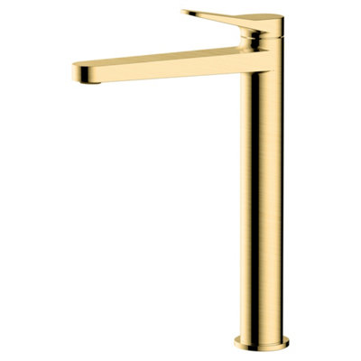 RAK Petit Tall Brushed Gold Modern Basin Tap Solid Brass