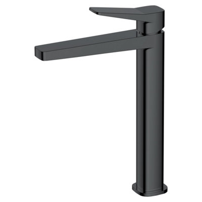 RAK Petit Tall Matt Black Modern Basin Tap Solid Brass