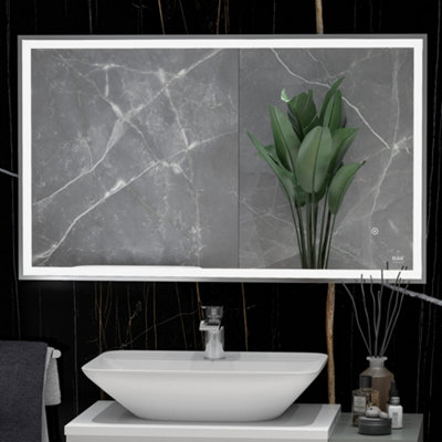 RAK Picture Square 600x1000mm Chrome Square with Touch Sensor Illuminated Mirror IP44