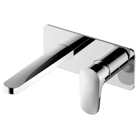 RAK Portofino Polished Chrome Modern Basin Wall Mounted Sink Mixer Tap Solid Brass