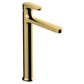 RAK Portofino Tall Brushed Gold Modern Basin Tap Solid Brass