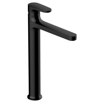 RAK Portofino Tall Matt Black Modern Basin Tap Solid Brass