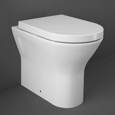 RAK Resort D Shape Back to Wall WC Toilet Pan & Soft Close, Quick Release Wrap Over Seat