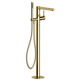 RAK Sorrento Brushed Gold Freestanding Bath Shower Mixer Tap Solid Brass