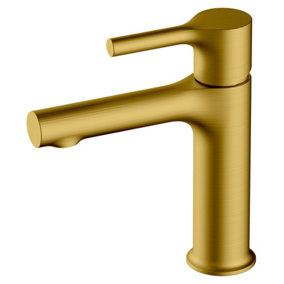 RAK Sorrento Brushed Gold Modern Basin Sink Mixer Tap Solid Brass