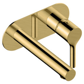 RAK Sorrento Brushed Gold Modern Basin Wall Mounted Sink Mixer Tap Solid Brass