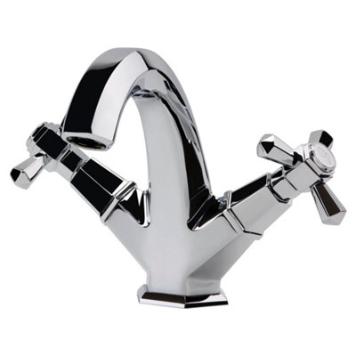 RAK Washington Polished Chrome Traditional 1/4 Turn Basin Mixer Tap Solid Brass