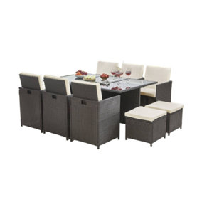 Ralph Cube Rattan Garden Furniture Set 10 Seater (Grey)