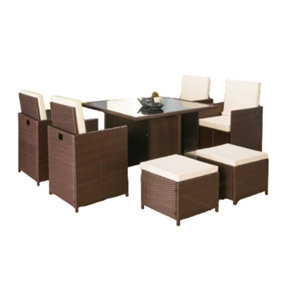 Ralph Cube Rattan Garden Furniture Set 8 Seater (Brown)