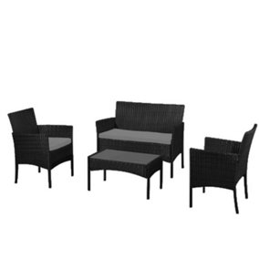 Ralph Rattan Garden Furniture Set 4 Seater (Black)