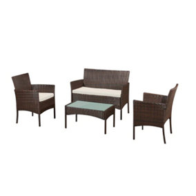 Ralph Rattan Garden Furniture Set 4 Seater (Brown)
