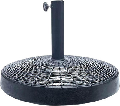 Ram 10kg Weight Black Weave Parasol Base With Rattan Effect Weave Style Base Umbrella Stand 52cm Diameter