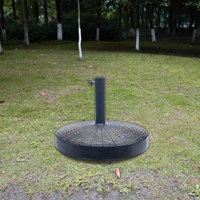 Ram 10kg Weight Black Weave Parasol Base With Rattan Effect Weave Style Base Umbrella Stand 52cm Diameter