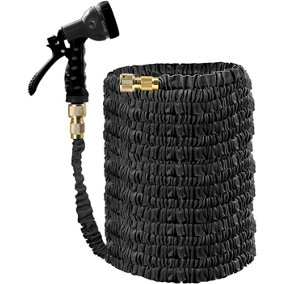 Ram 150FT Black Expandable Garden Hose Pipe Flexible Garden Lawn Hose with 7 Dial Spray Nozzle