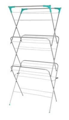 Ram 3 Tier Deluxe Airer Foldable Heavy Duty Clothes Airer With 4 CORNER HOOKS And Sock Dryer 14M Airing Capacity