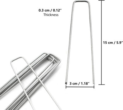 Ram 6 U Shaped Garden Weed Fabric Securing Pegs Pins Galvanised Garden Lawn Pegs For Chicken Wire Fence Weed Fabric (100)