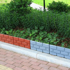 Ram 8 X Grey Brick Effect Garden Lawn Edging Grey Lawn Border Stone Effect