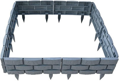 Ram 8 X Grey Brick Effect Garden Lawn Edging Grey Lawn Border Stone Effect