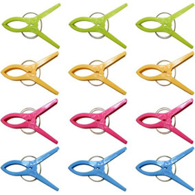 Ram Beach Towel Plastic Clips for Sunbeds, Sun loungers, Pool chairs and laundry clothes