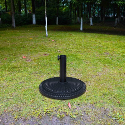 Ram Black 10kg Heavy Duty Round Base Patterned Leaf Effect Parasol Base Umbrella Canopy Stand