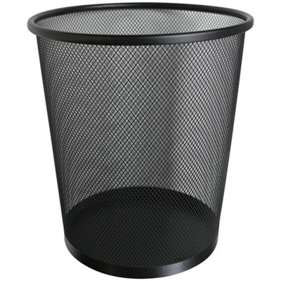 Ram  Black 20L Circular Mesh Bin Office Home Garbage Can Bin