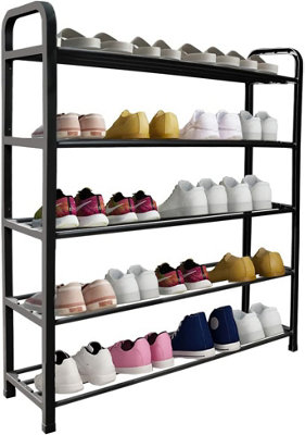 Ram Black 5 Tier Shoe Rack Shoes Storage Organiser