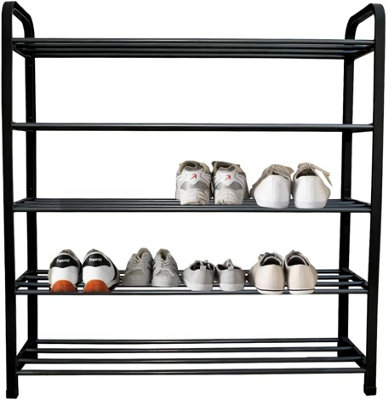 Ram Black 5 Tier Shoe Rack Shoes Storage Organiser