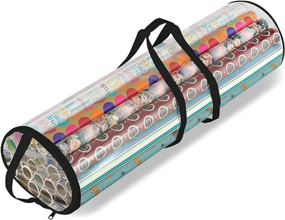 Ram Black Christmas Cylinder Gift Wrap Storage Clear Bag Wrapping Paper Organiser Xmas Christmas Tidy  Stores Baubles Tinsels