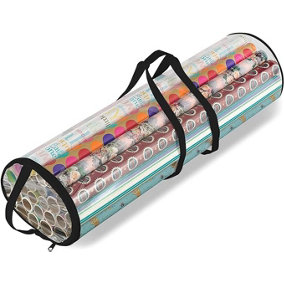 Ram Black Christmas Cylinder Gift Wrap Storage Clear Bag Wrapping Paper Organiser Xmas Christmas Tidy  Stores Baubles Tinsels
