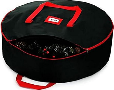 Ram Black Large Christmas Wreath Storage Bag Waterproof Xmas Storage Bag With Zip And Handles Suitable For 30 INCHES