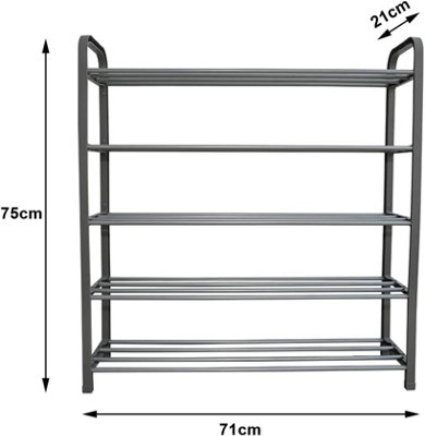 Ram Grey 5 Tier Shoe Rack Shoes Storage Organiser