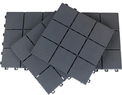 Ram Grey Garden Interlocking Heavy Duty Garden Tiles Path Decking for Deck Lawn Garden x 5 - 4