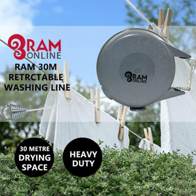 Ram Heavy Duty Outdoor Retractable Clothes Line DIY at B Q