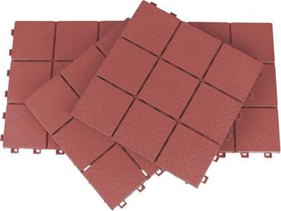 Ram Terracotta Red Heavy Duty Plastic Garden Lawn Interlocking Path Decking Deck Tiles