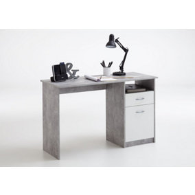 Rami White and Concrete Grey Study Desk