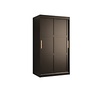Ramiro I Contemporary 2 Sliding Door Wardrobe 5 Shelves 2 Rails Black Matt (H)2000mm (W)1000mm (D)620mm